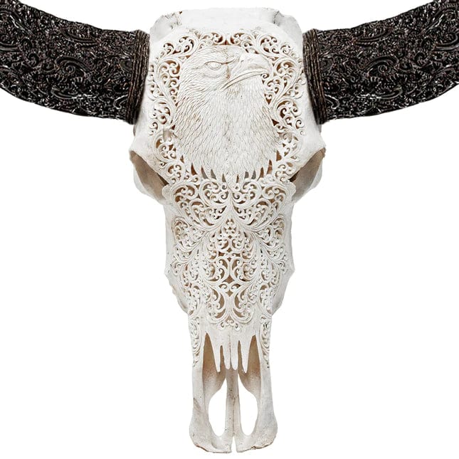 Skull Bliss Skull Hand Carved Buffalo Skull - Eagle Eye