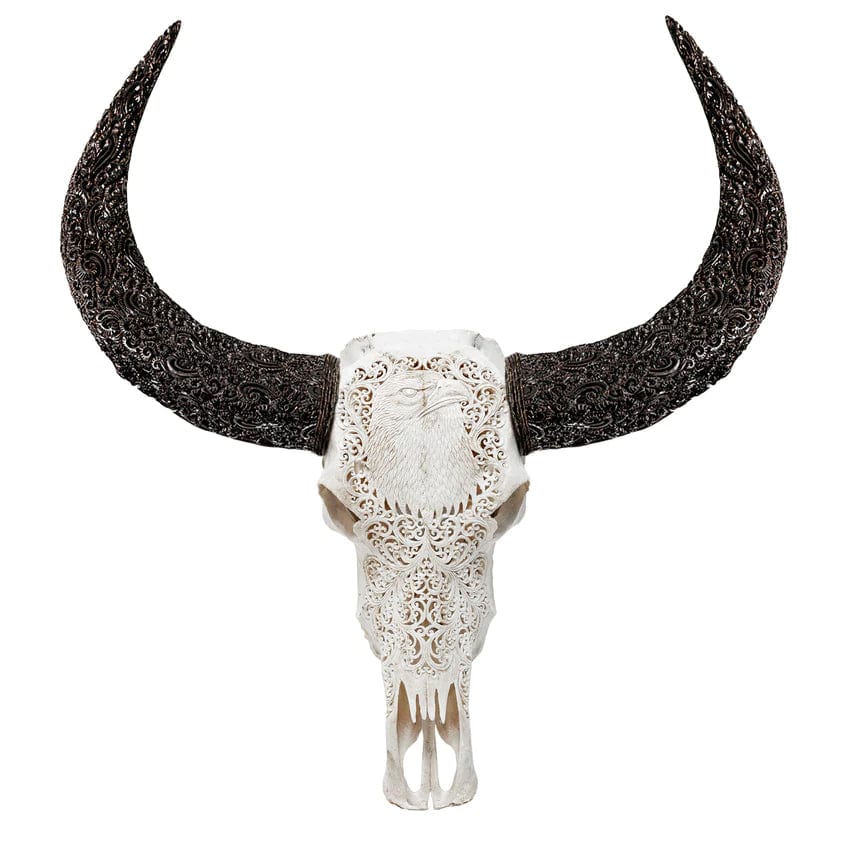 Skull Bliss Skull Hand Carved Buffalo Skull - Eagle Eye