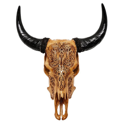 Skull Bliss Skull Hand Carved Cow Skull - Antique Titan