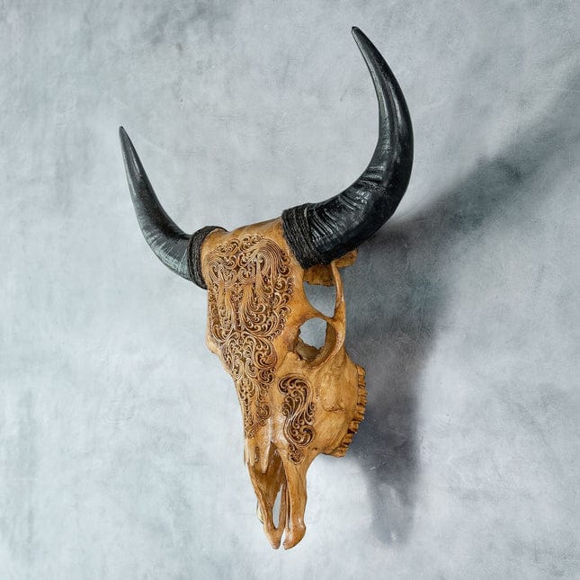 Skull Bliss Skull Hand Carved Cow Skull - Antique Titan