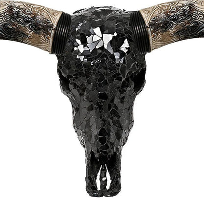 Skull Bliss Skull Longhorn Skull - Black Mirror//Mosaic Finish