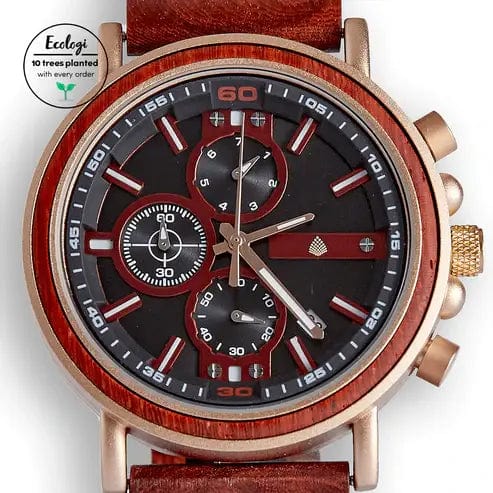 The Sustainable Watch Company The Sustainable Watch Company - The Redwood - Chronograph Wood Wristwatch for Men - Handmade from Natural Wood