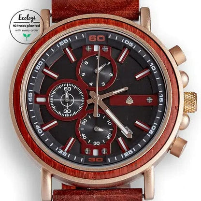 The Sustainable Watch Company The Sustainable Watch Company - The Redwood - Chronograph Wood Wristwatch for Men - Handmade from Natural Wood