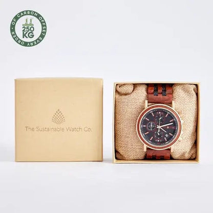 The Sustainable Watch Company The Sustainable Watch Company - The Redwood - Chronograph Wood Wristwatch for Men - Handmade from Natural Wood