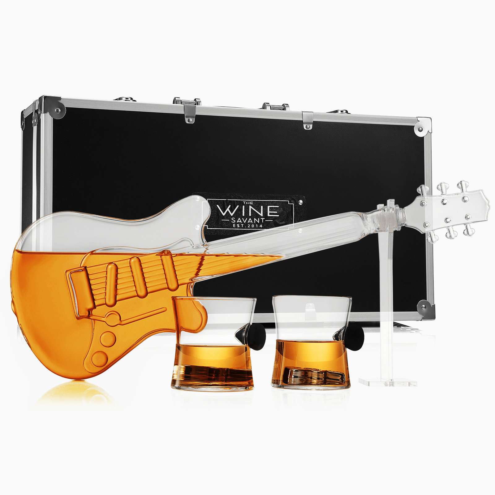 The Wine Savant / Khen Glassware The Wine Savant /  Khen Glassware - Electric Guitar  Decanter with 2 Pick Whiskey Glasses