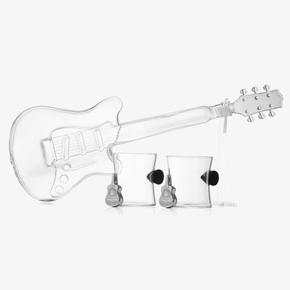 The Wine Savant / Khen Glassware The Wine Savant /  Khen Glassware - Electric Guitar  Decanter with 2 Pick Whiskey Glasses