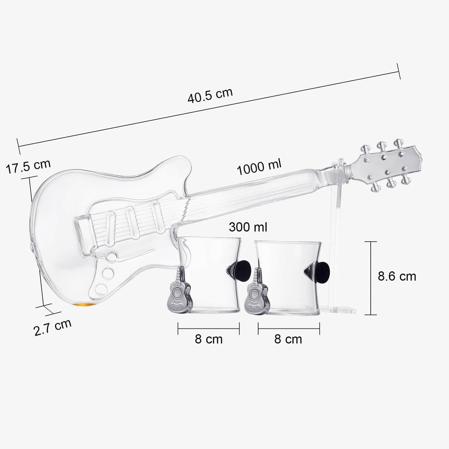 The Wine Savant / Khen Glassware The Wine Savant /  Khen Glassware - Electric Guitar  Decanter with 2 Pick Whiskey Glasses