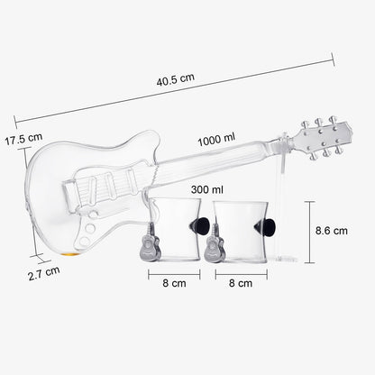 The Wine Savant / Khen Glassware The Wine Savant /  Khen Glassware - Electric Guitar  Decanter with 2 Pick Whiskey Glasses