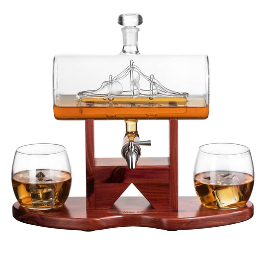 The Wine Savant / Khen Glassware The Wine Savant /  Khen Glassware - Whiskey Decanter Side Ship Set