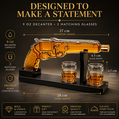 The Wine Savant / Khen Glassware Whiskey Decanter Whiskey Decanter Set 7.7 Oz with Two 1.6 Oz Shot Glasses