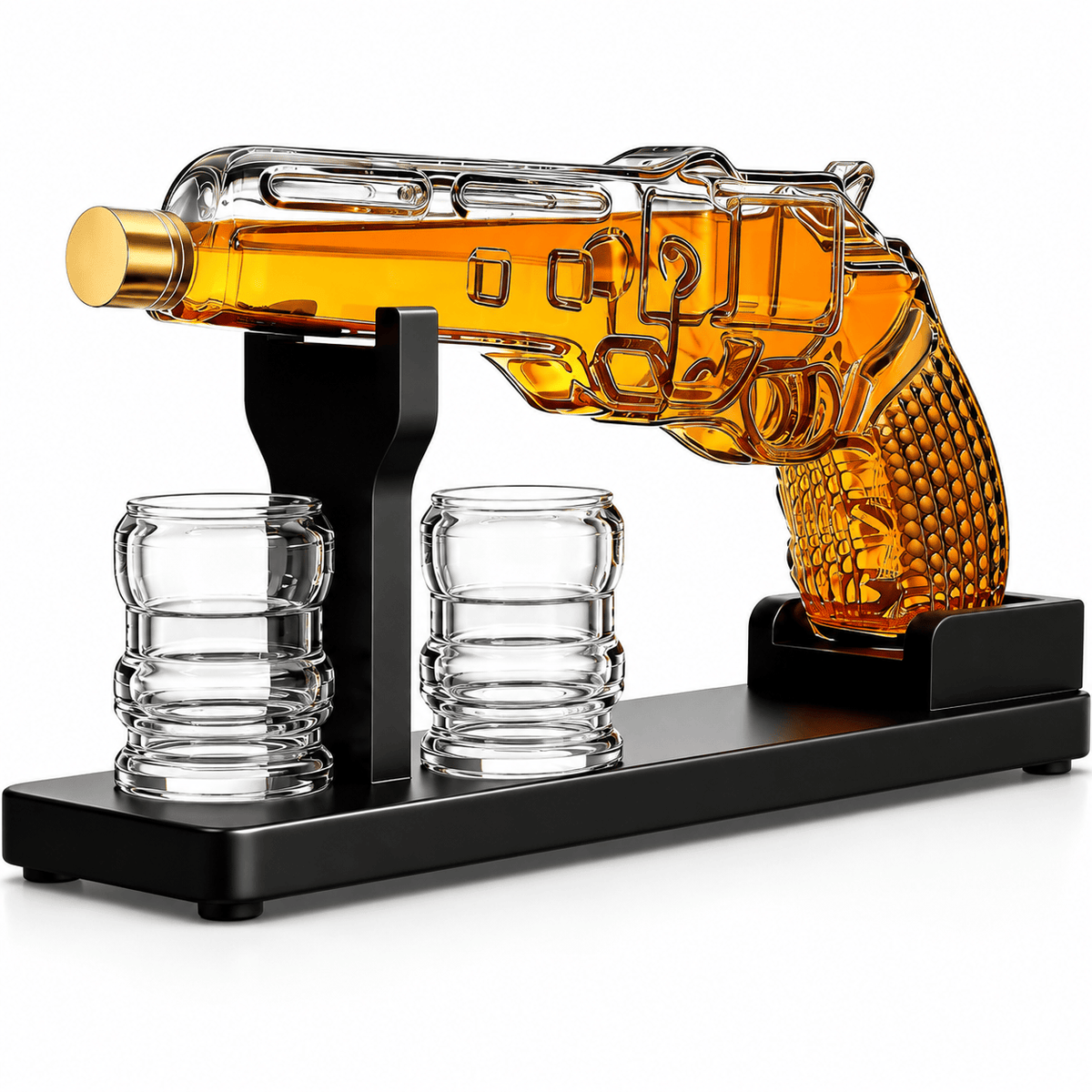 The Wine Savant / Khen Glassware Whiskey Decanter Whiskey Decanter Set 7.7 Oz with Two 1.6 Oz Shot Glasses