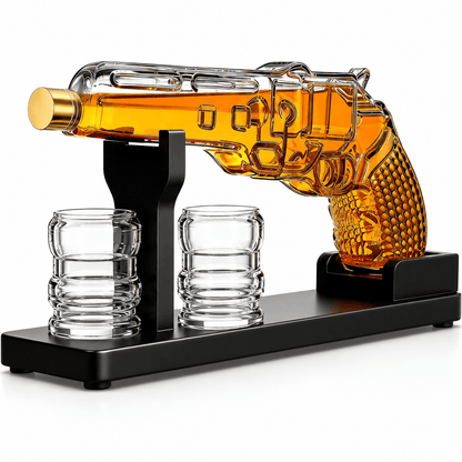 The Wine Savant / Khen Glassware Whiskey Decanter Whiskey Decanter Set 7.7 Oz with Two 1.6 Oz Shot Glasses