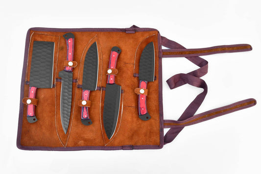 Titan International Titan International - 5-Piece  Knife Set / With Leather carry Bag
