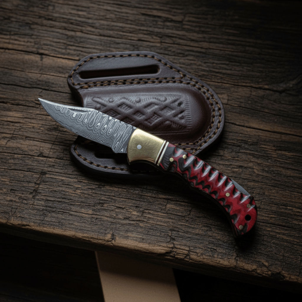 Titan International Titan International - Crimson Ridge Damascus Folding Knife