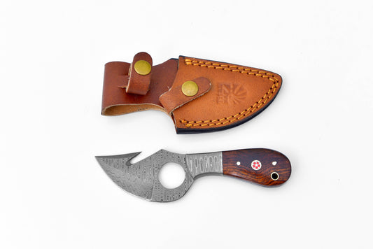 Titan International Titan International - Damascus Knife, Skinner Knife with Gut Hook, Hand forged by Titan TD-201X