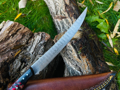 Titan International Titan International - Damascus Steel Custom Flay Knife with Craved Grips TK-051