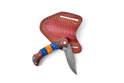 Titan International Titan International - Damascus steel pocket knife Limited Run Black Diamond Wood TF-058