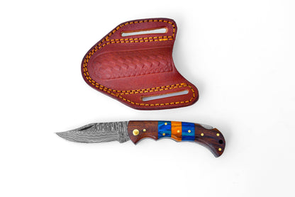 Titan International Titan International - Damascus steel pocket knife Limited Run Black Diamond Wood TF-058