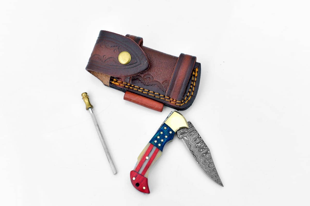 Titan International Titan International - Damascus steel pocket knife Limited Run Titan Patriot TF-055