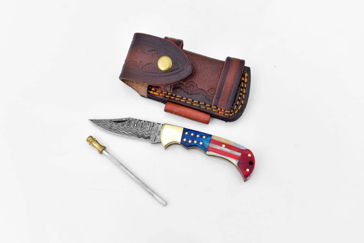 Titan International Titan International - Damascus steel pocket knife Limited Run Titan Patriot TF-055