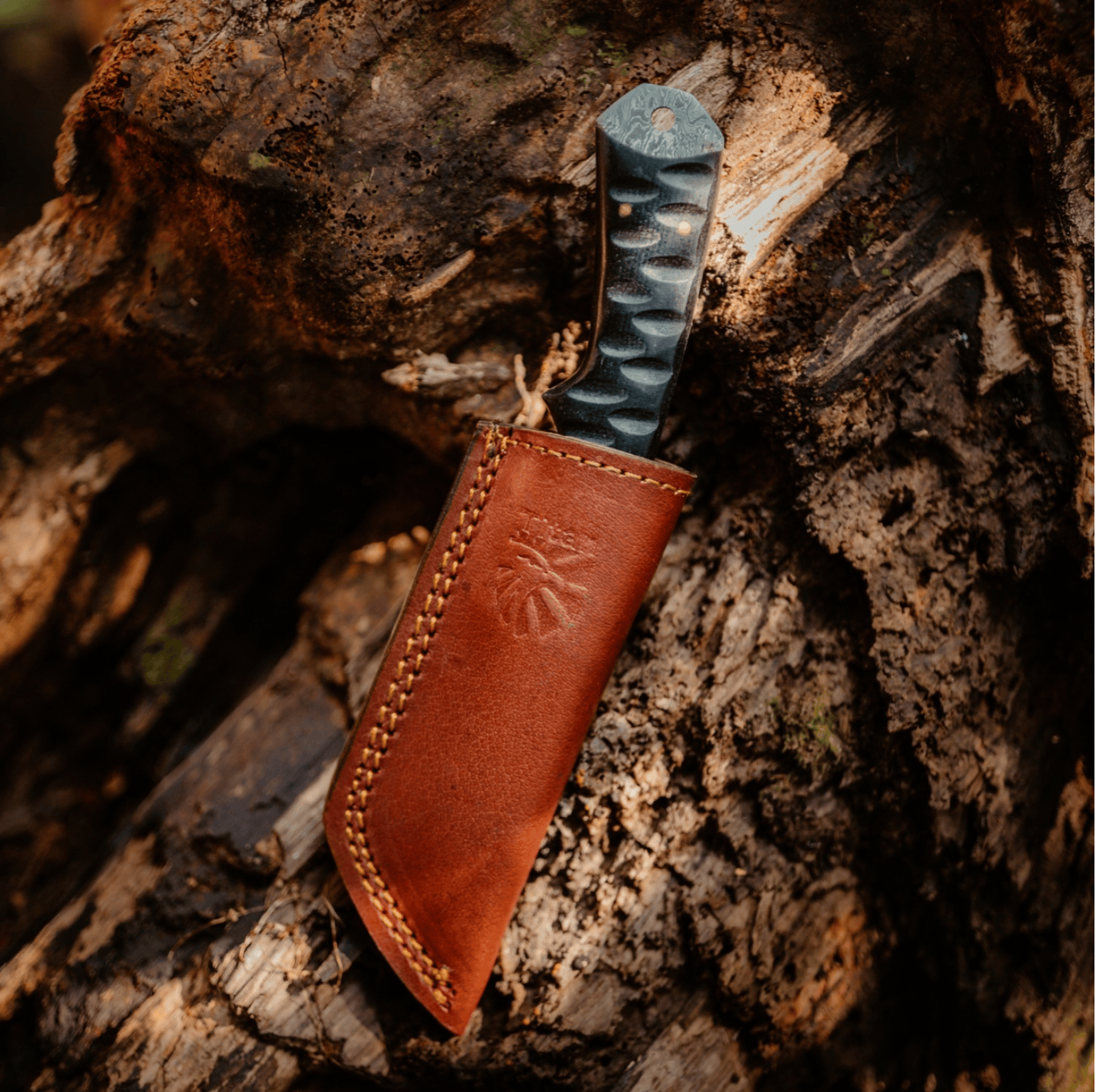 Titan International Titan International - Damascus Steel Titan Signature Tanto Blade: Orange Diamond Wood