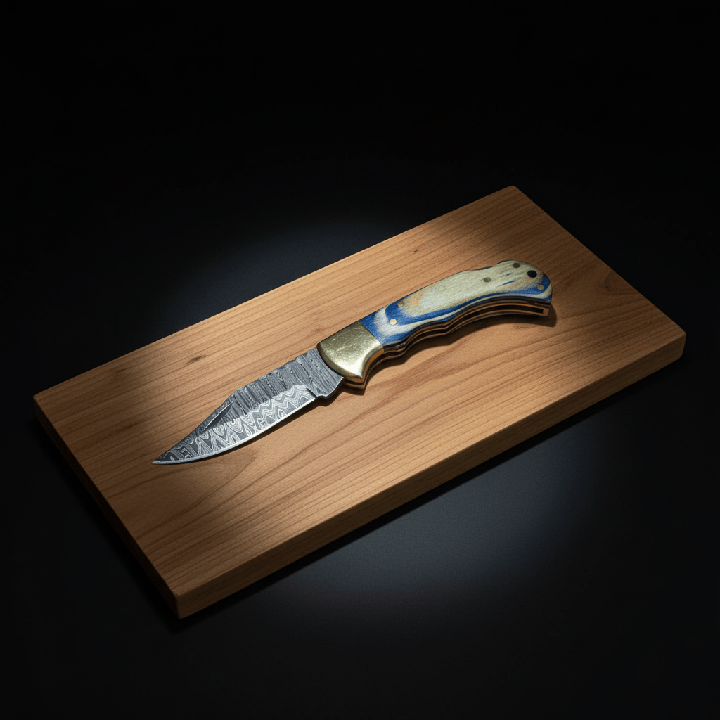 Titan International Titan International - Ocean Wave Damascus Folding Knife
