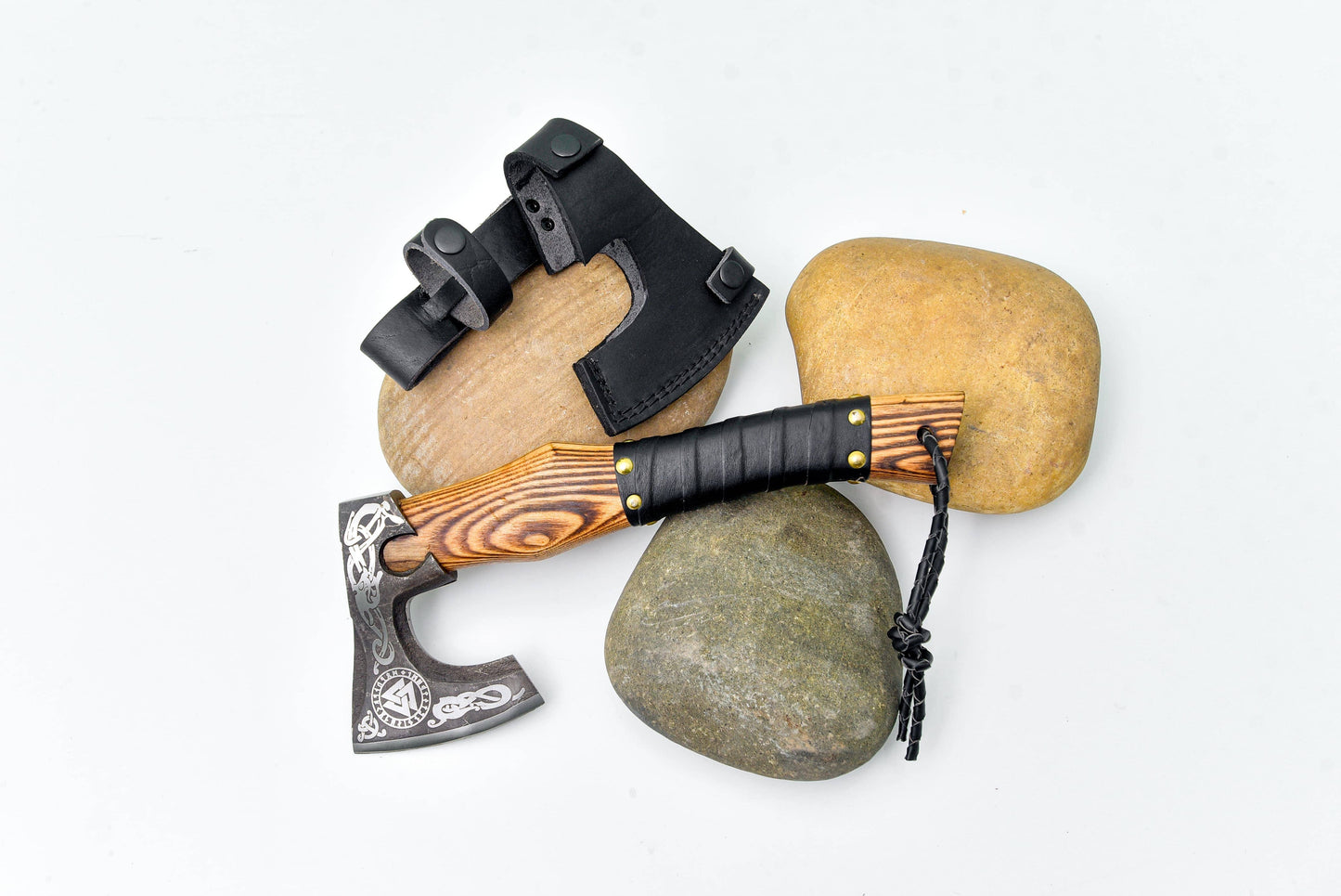 Titan International Titan International - Small Bearded Axe | Hand-Forged Viking Axe with Wooden Handle & Leather Sheath | Camping, Bushcraft & Collectible Axe