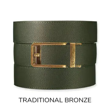 Tough Apparel Belt Green Canvas with Traditional Bronze Buckle