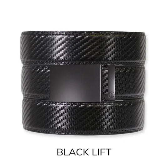 Tough Apparel Ratchet Belt Black Carbon Leather Ratchet Belt w/Black Lift Buckle
