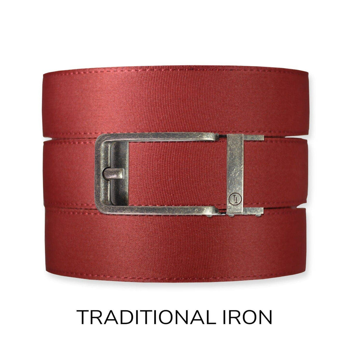 Tough Apparel Ratchet Belt Brick Red Canvas+ Ratchet Belt & Buckle Set: Brushed Gold