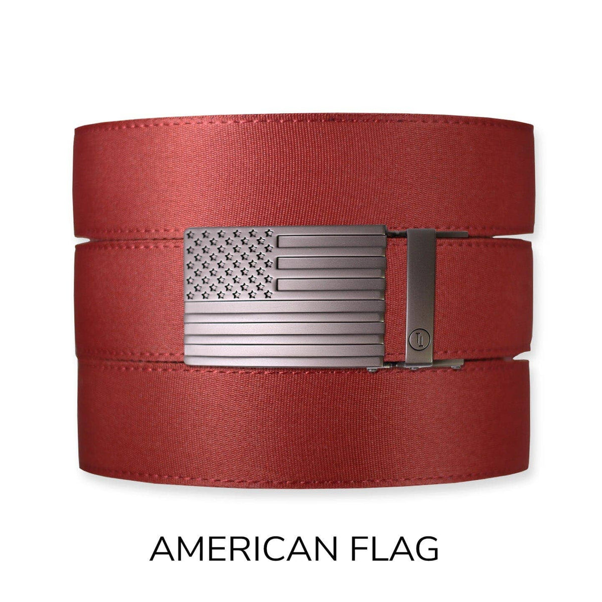 Tough Apparel Ratchet Belt Brick Red Canvas+ Ratchet Belt & Buckle Set: Brushed Gold