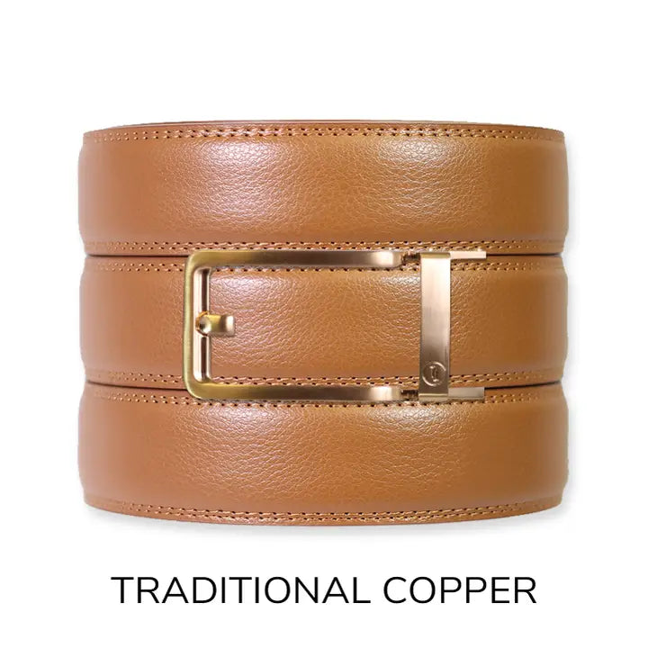 Tough Apparel Ratchet Belt British Tan Leather Ratchet Belt & Buckle Set: Traditional Copper