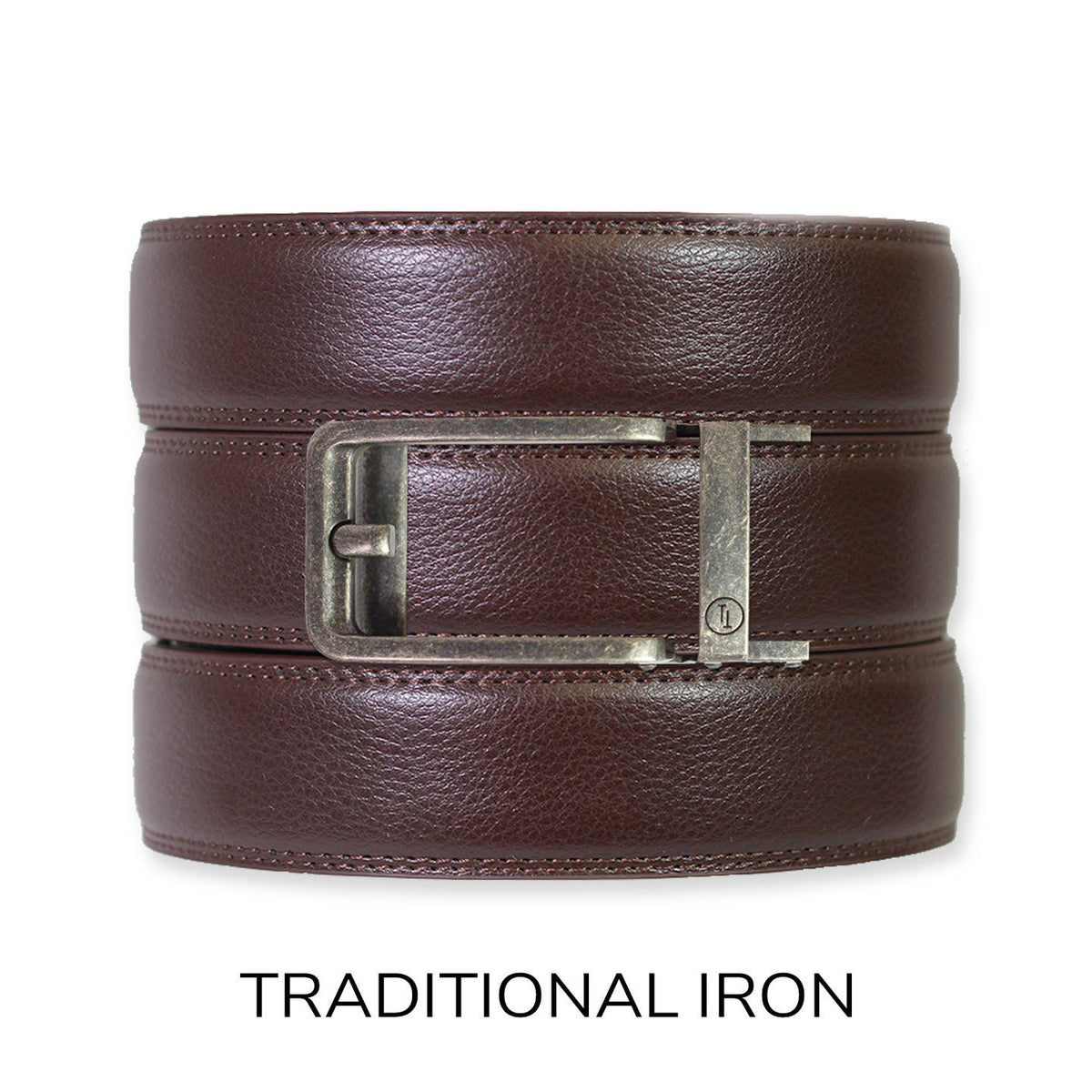 Tough Apparel Ratchet Belt Espresso Leather Rachet Belt & Buckle Set: Iron