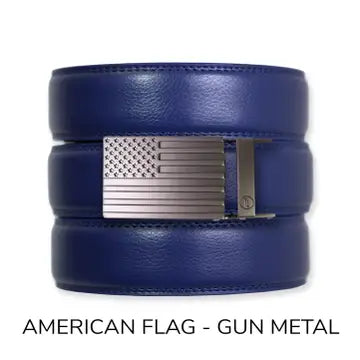 Tough Apparel Ratchet Belt Navy Leather Belt + American Flag Buckle