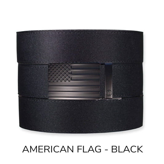Tough Apparel Tough Apparel - Black Canvas+ Ratchet Belt & Buckle Set: American Flag - Black