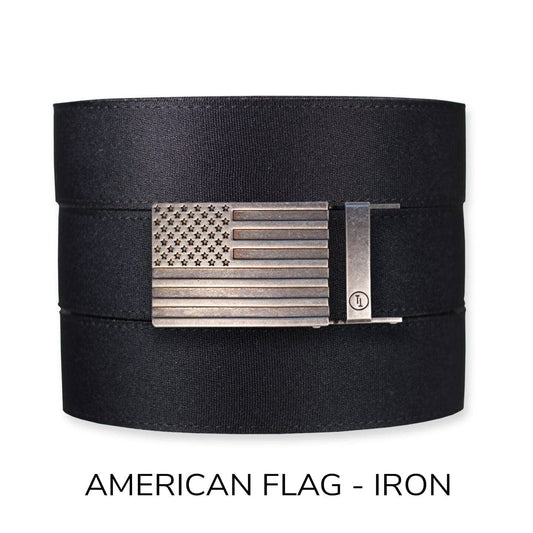 Tough Apparel Tough Apparel - Black Canvas+ Ratchet Belt & Buckle Set: American Flag - Iron