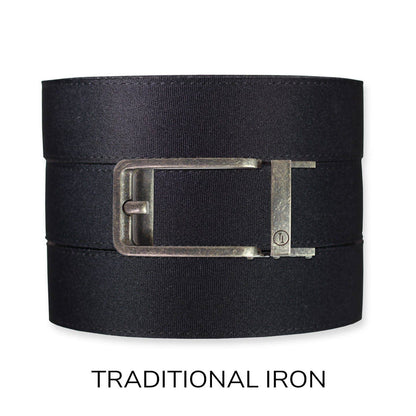 Tough Apparel Tough Apparel - Black Canvas+ Ratchet Belt & Buckle Set: Brushed Silver