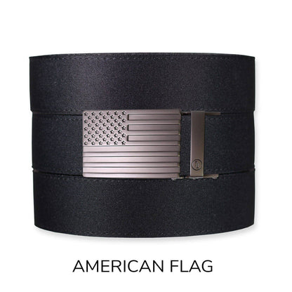 Tough Apparel Tough Apparel - Black Canvas+ Ratchet Belt & Buckle Set: Brushed Silver