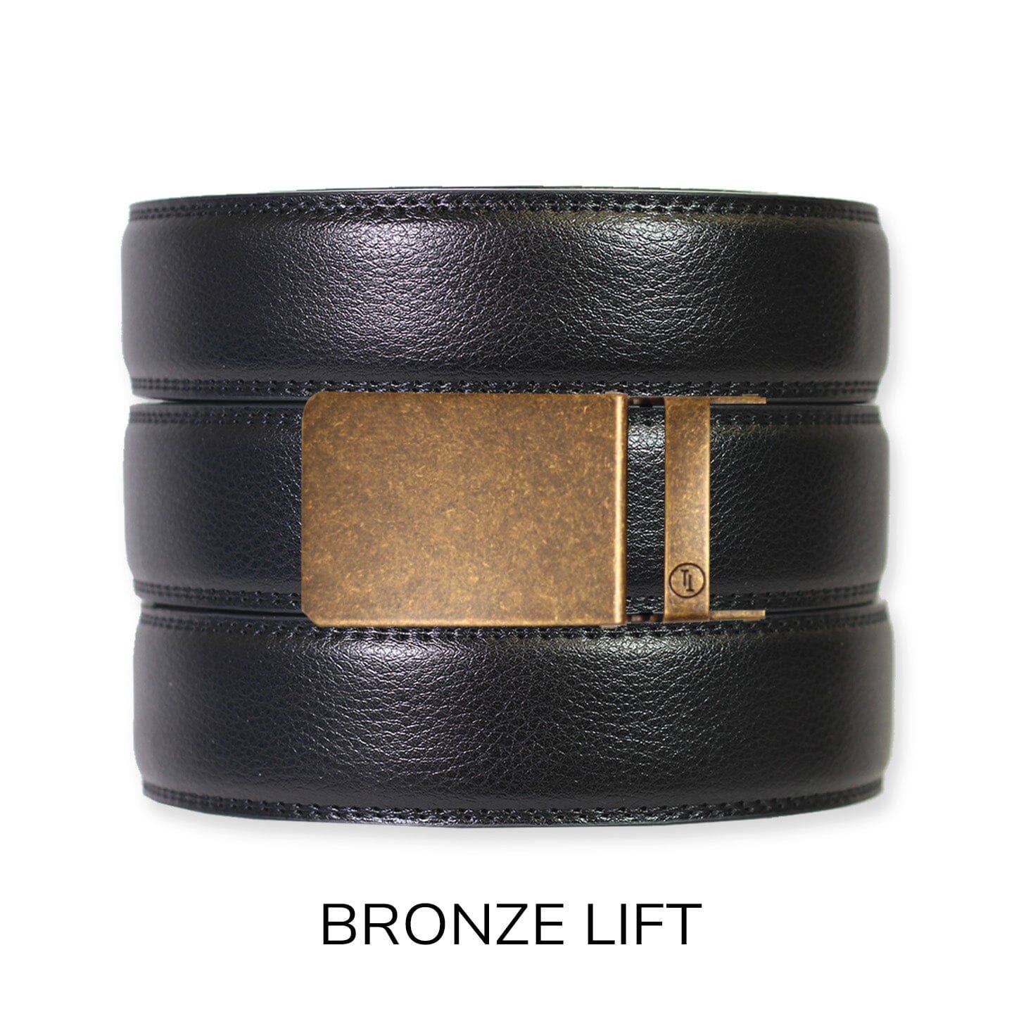 Tough Apparel Tough Apparel - Black Leather Ratchet Belt & Buckle Set: Brushed Gold