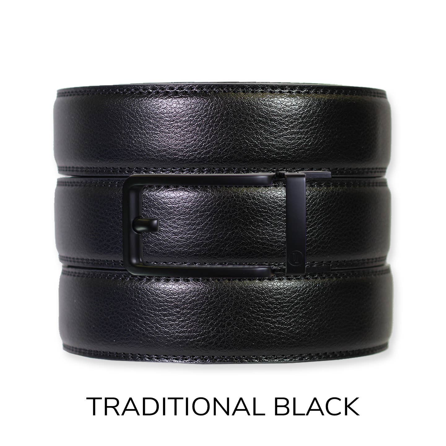 Tough Apparel Tough Apparel - Black Leather Ratchet Belt & Buckle Set: Traditional Platinum