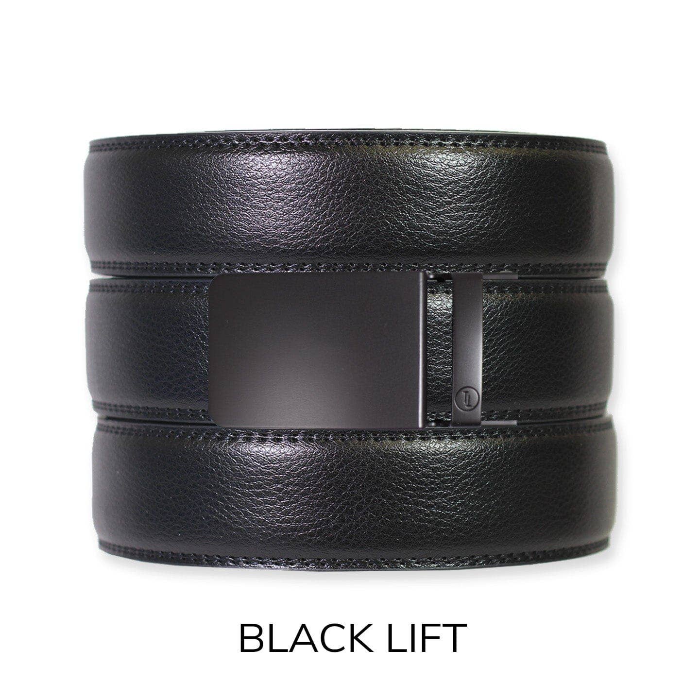 Tough Apparel Tough Apparel - Black Leather Ratchet Belt & Buckle Set: Traditional Platinum