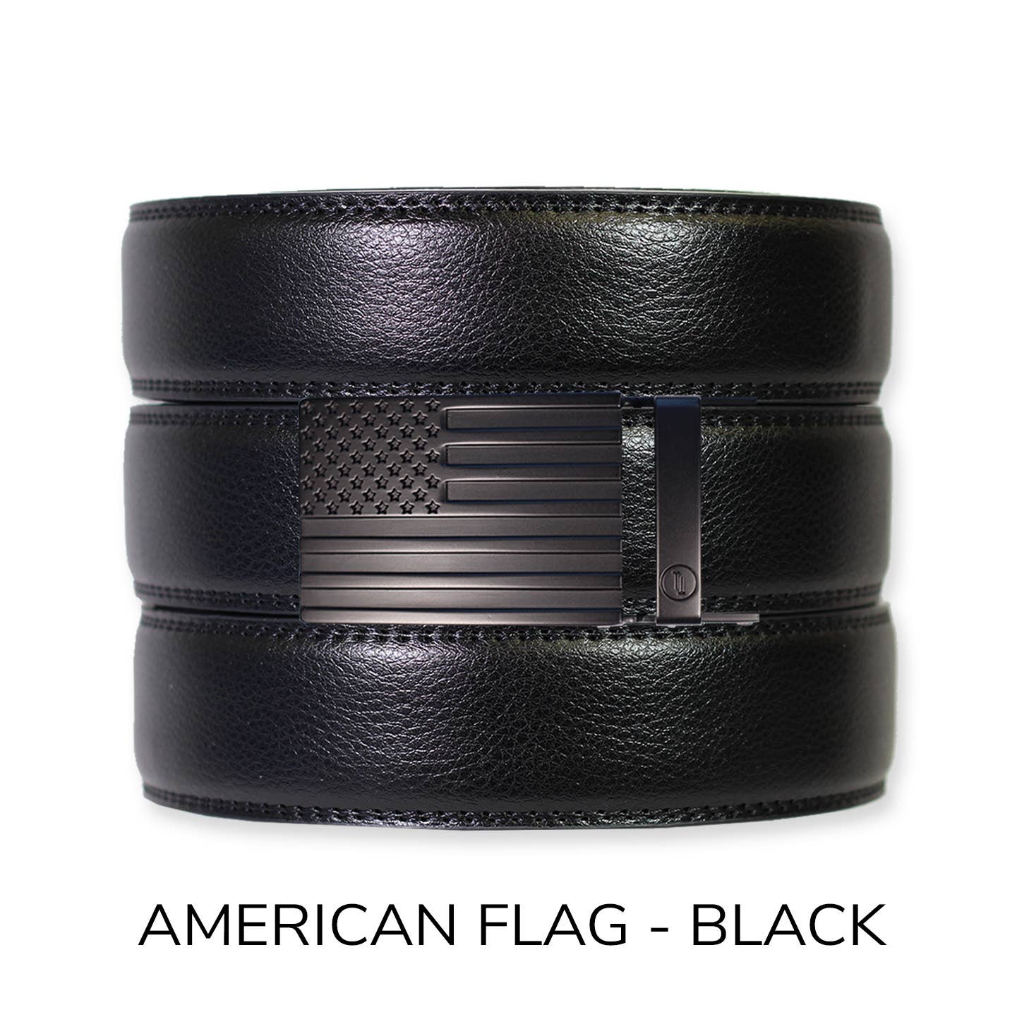Tough Apparel Tough Apparel - Black Leather Ratchet Belt & Buckle Set: Traditional Platinum