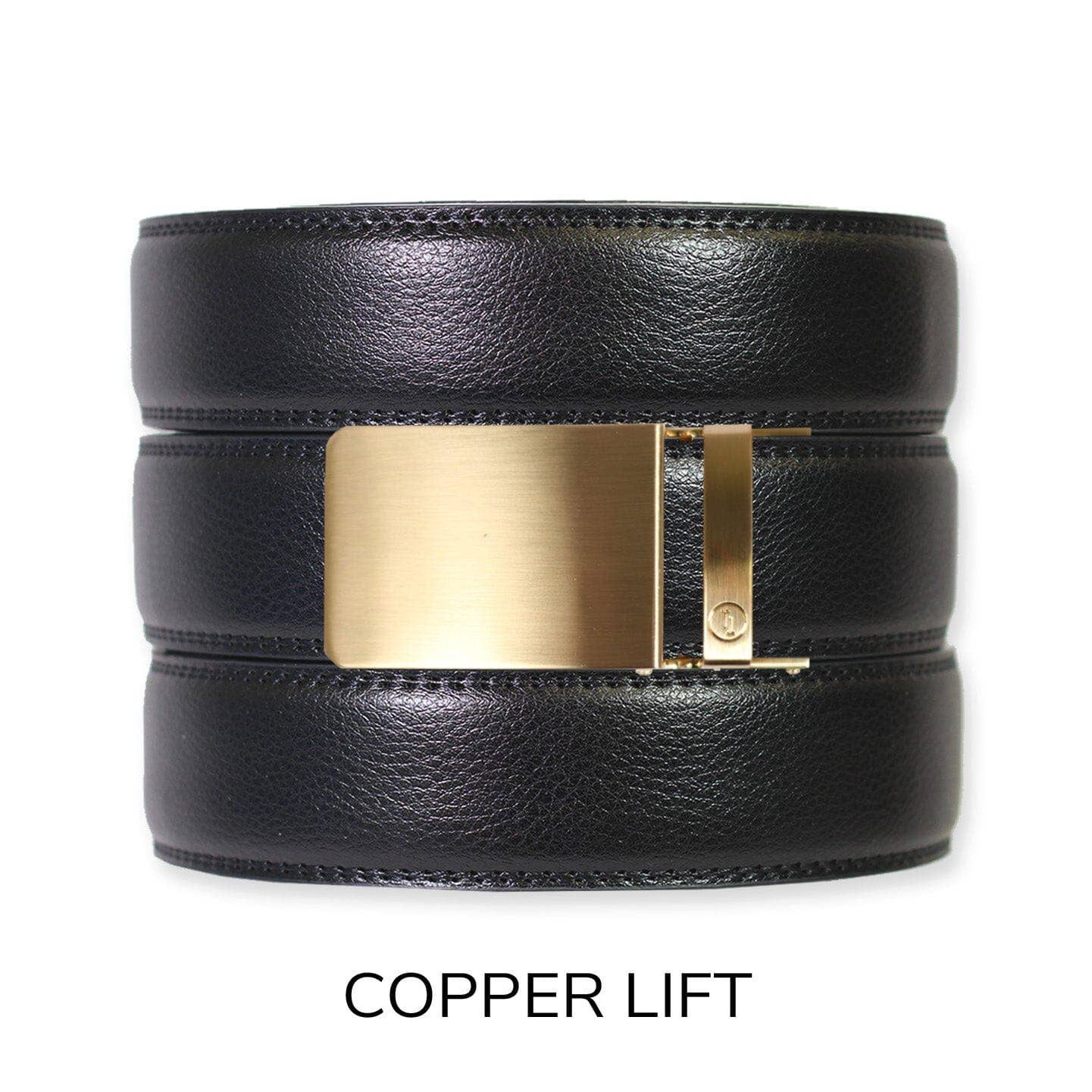 Tough Apparel Tough Apparel - Black Leather Ratchet Belt & Buckle Set: Traditional Platinum
