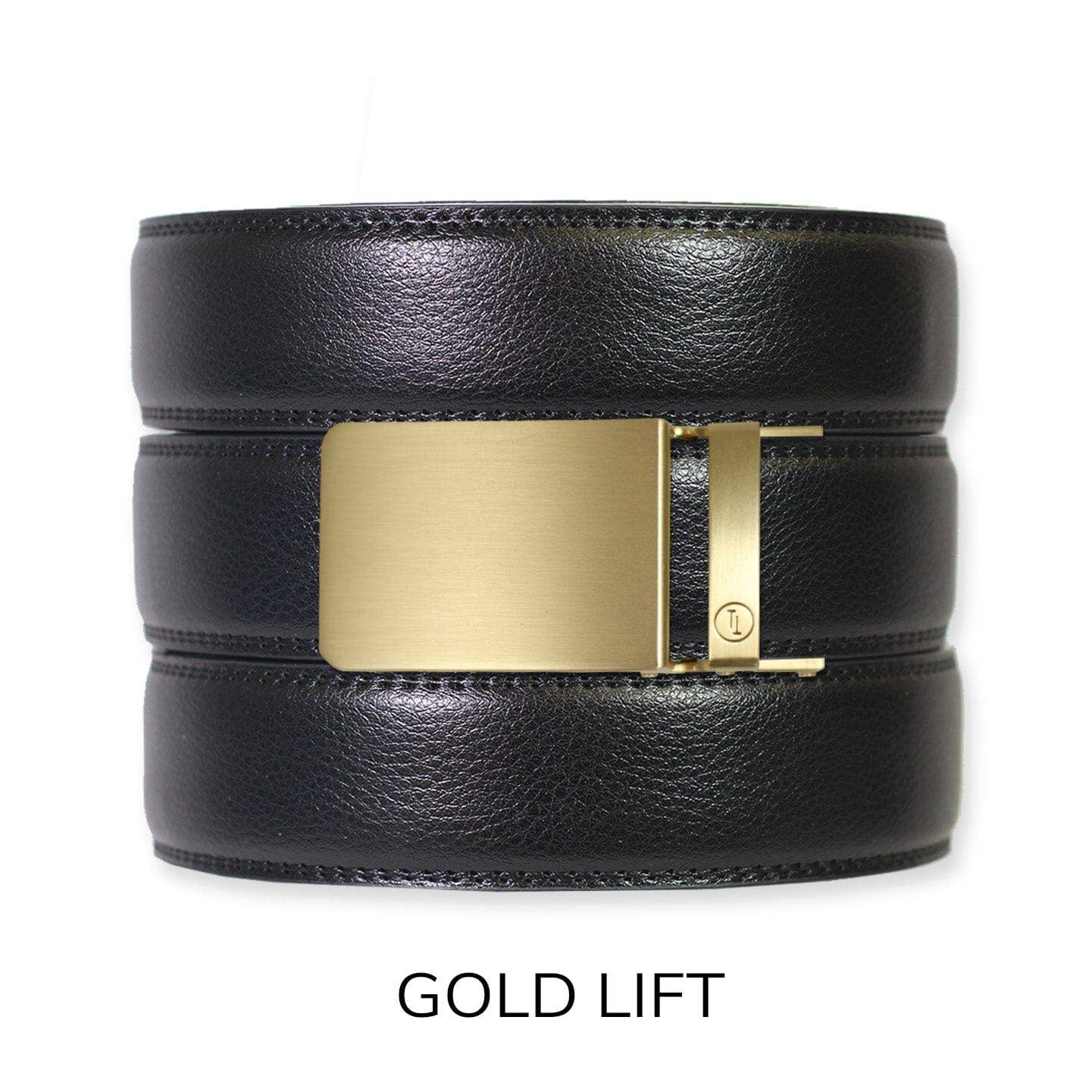 Tough Apparel Tough Apparel - Black Leather Ratchet Belt & Buckle Set: Traditional Platinum