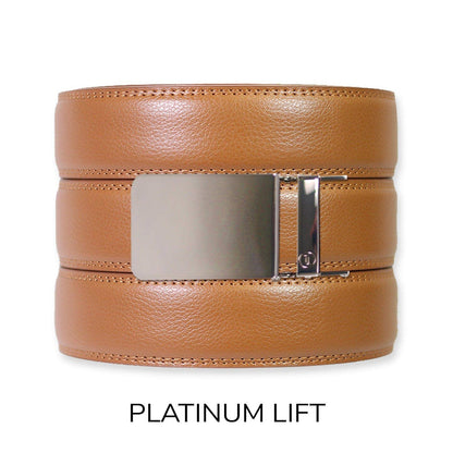 Tough Apparel Tough Apparel - British Tan Leather Ratchet Belt & Buckle Set: Brushed Gold