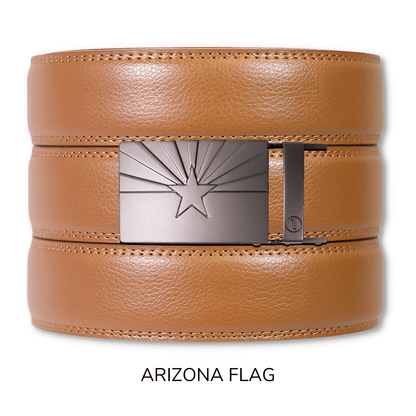 Tough Apparel Tough Apparel - British Tan Leather Ratchet Belt & Buckle Set: Brushed Gold