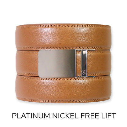 Tough Apparel Tough Apparel - British Tan Leather Ratchet Belt & Buckle Set: Brushed Gold