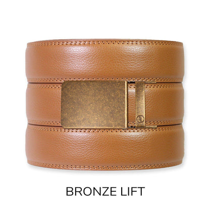 Tough Apparel Tough Apparel - British Tan Leather Ratchet Belt & Buckle Set: Brushed Gold