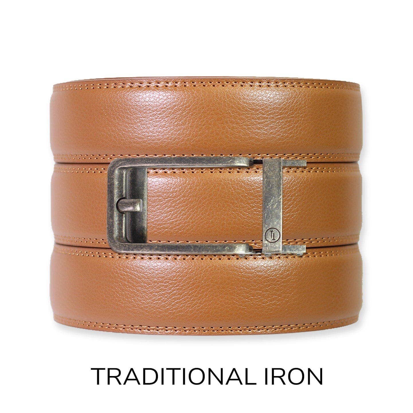 Tough Apparel Tough Apparel - British Tan Leather Ratchet Belt & Buckle Set: Brushed Gold