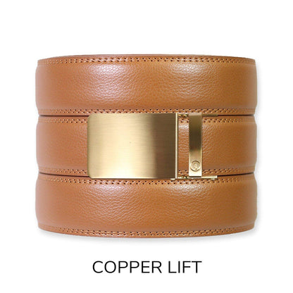 Tough Apparel Tough Apparel - British Tan Leather Ratchet Belt & Buckle Set: Brushed Gold